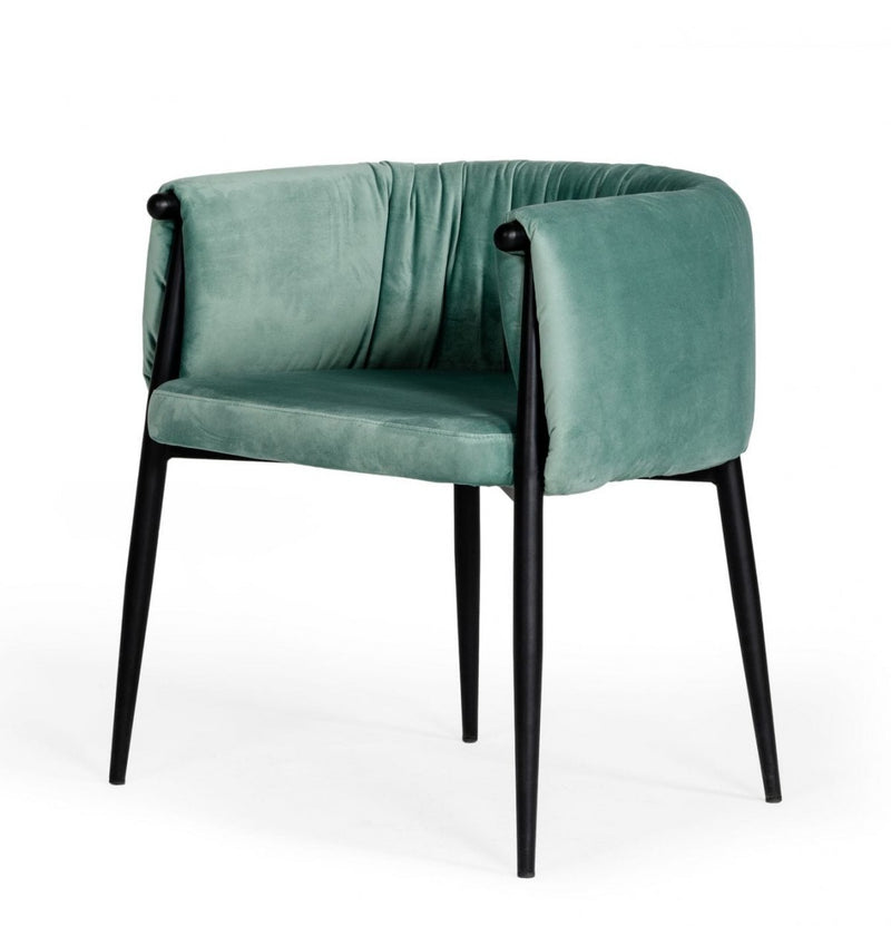 Mod Light Green and Black Velvet Dining or Side Chair By Homeroots | Dining Chairs | Modishstore