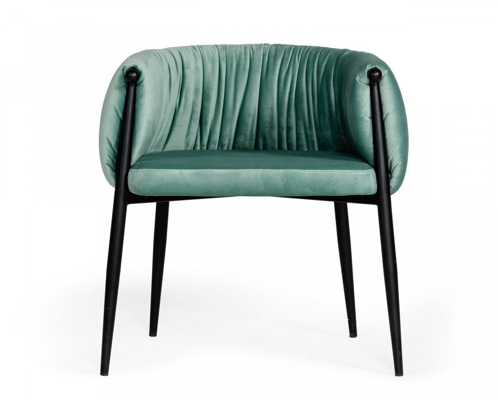 Mod Light Green and Black Velvet Dining or Side Chair By Homeroots | Dining Chairs | Modishstore - 2
