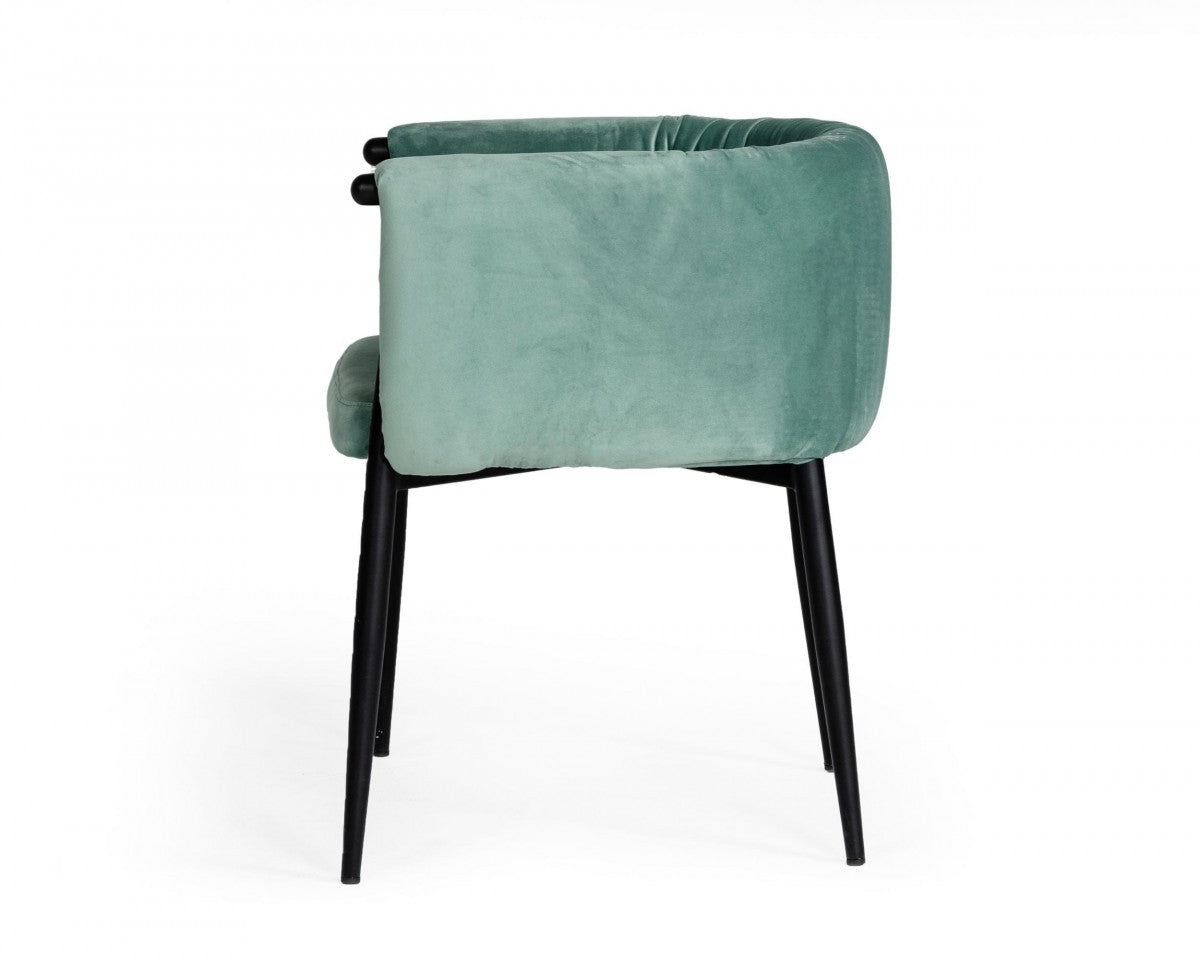 Mod Light Green and Black Velvet Dining or Side Chair By Homeroots | Dining Chairs | Modishstore - 3