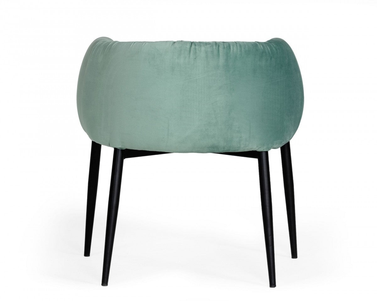 Mod Light Green and Black Velvet Dining or Side Chair By Homeroots | Dining Chairs | Modishstore - 4