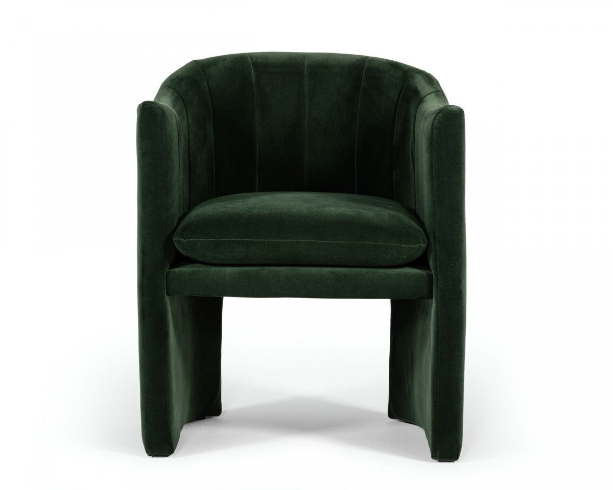 Dark Green Velvet Modern Curvilinear Dining Chair By Homeroots | Dining Chairs | Modishstore - 2