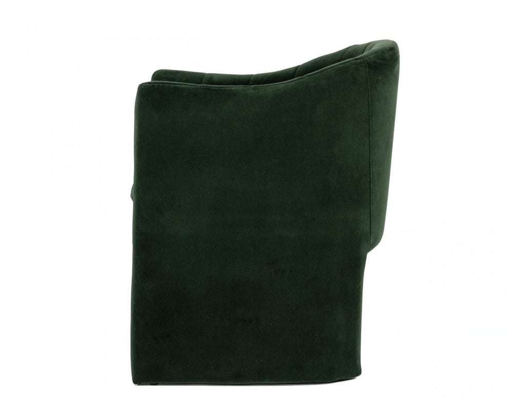 Dark Green Velvet Modern Curvilinear Dining Chair By Homeroots | Dining Chairs | Modishstore - 3