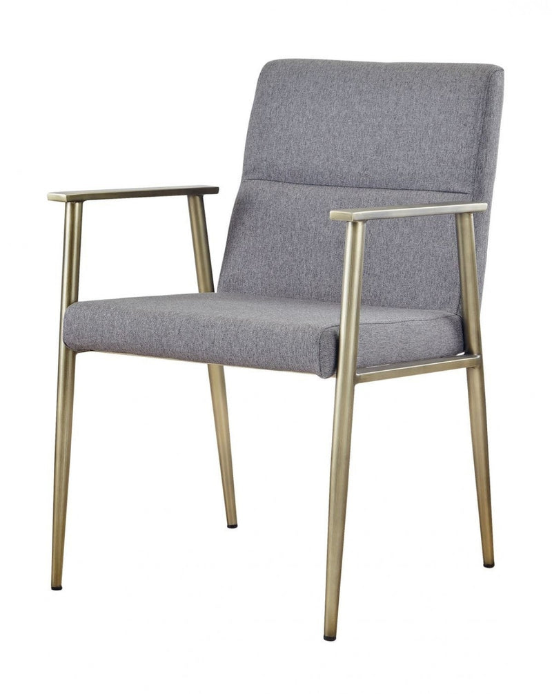 Gray Antique Brass Contemporary Dining Chair By Homeroots | Dining Chairs | Modishstore
