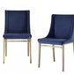 Set of Two Blue Velvet Antique Brass Contemporary Dining Chairs By Homeroots | Dining Chairs | Modishstore
