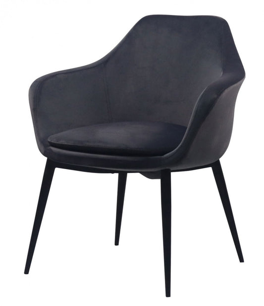 Gray Black Velvet Dining Chair By Homeroots | Dining Chairs | Modishstore
