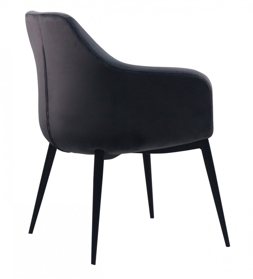 Gray Black Velvet Dining Chair By Homeroots | Dining Chairs | Modishstore - 3