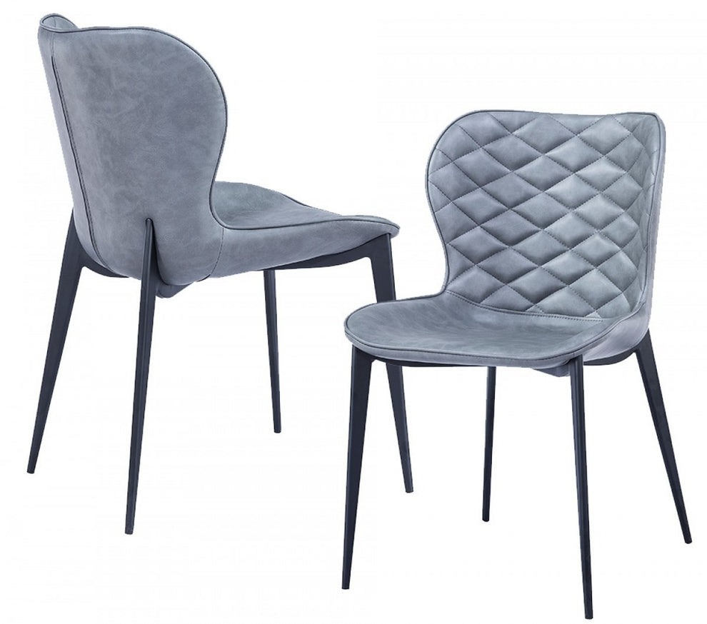 Set of Two Gray Black Modern Dining Chairs By Homeroots | Dining Chairs | Modishstore