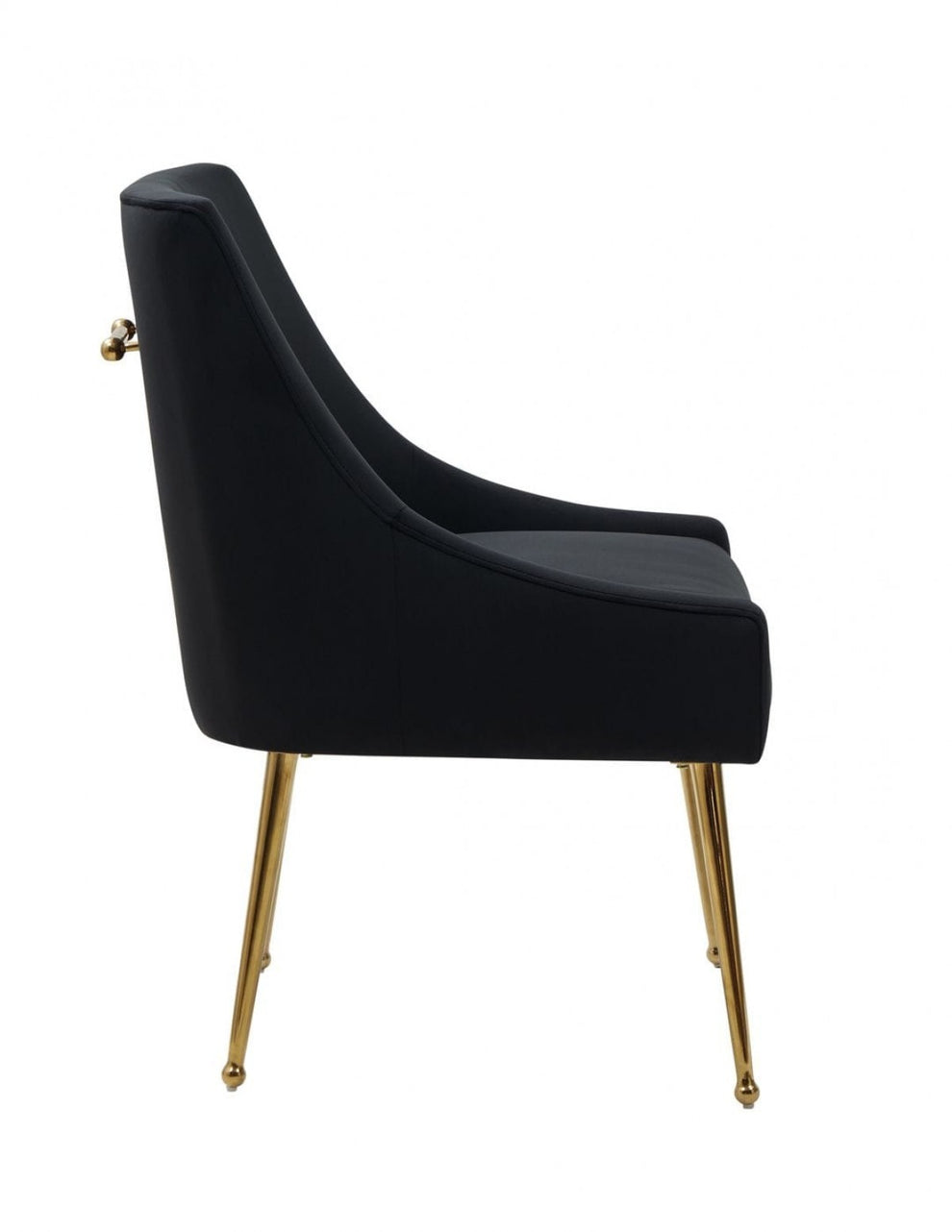 Set of Two Black Gold Velvet Dining Chairs By Homeroots | Dining Chairs | Modishstore - 3