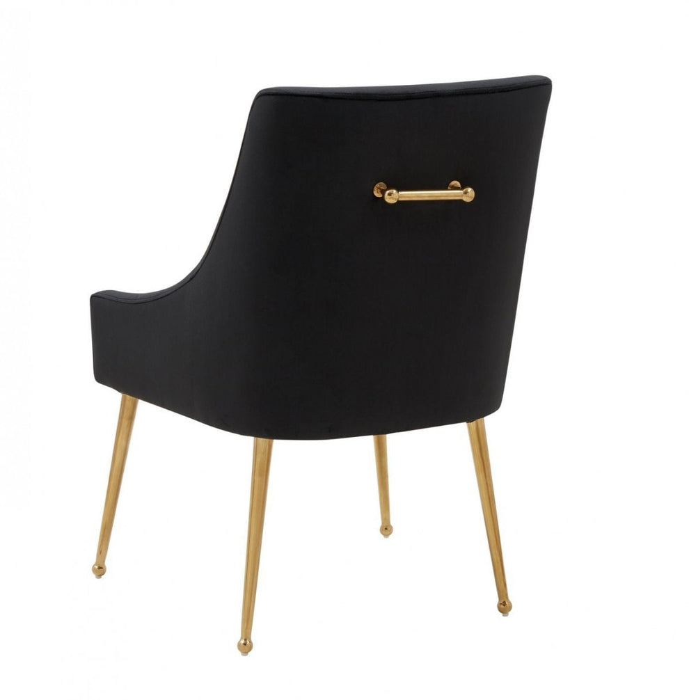 Set of Two Black Gold Velvet Dining Chairs By Homeroots | Dining Chairs | Modishstore - 4