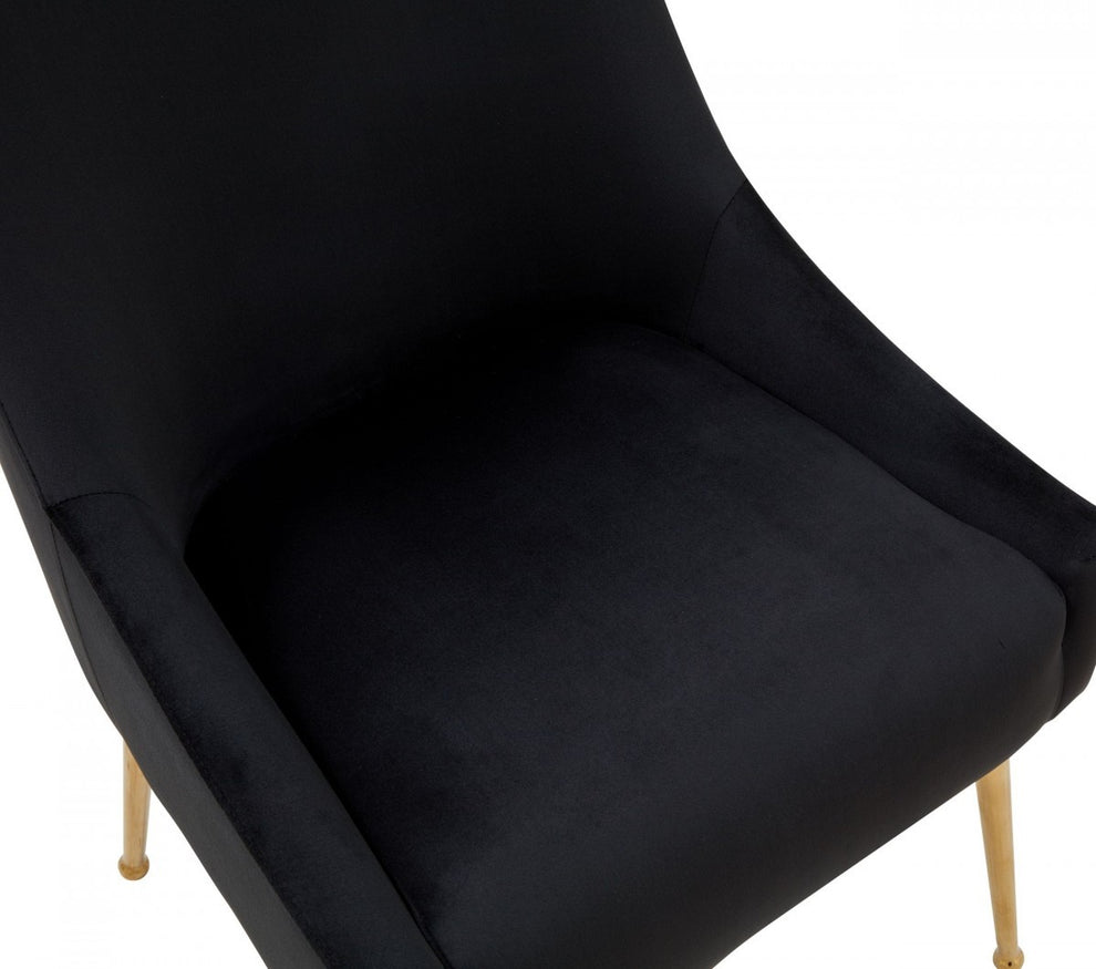 Set of Two Black Gold Velvet Dining Chairs By Homeroots | Dining Chairs | Modishstore - 5