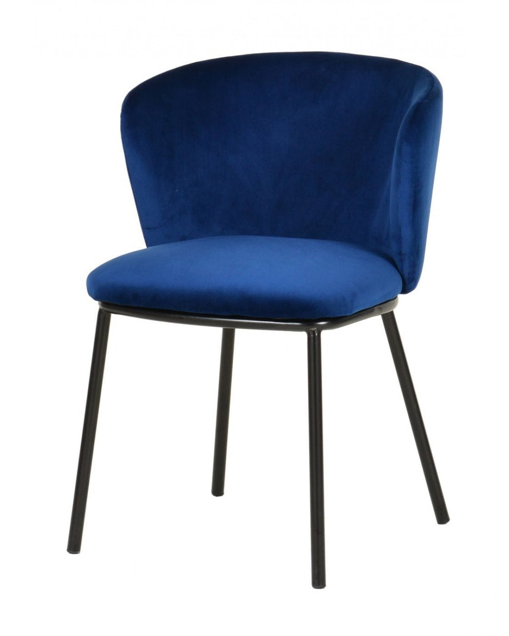 Set of Two Royal Blue Velvet and Black Modern Dining Chairss By Homeroots | Dining Chairs | Modishstore - 2
