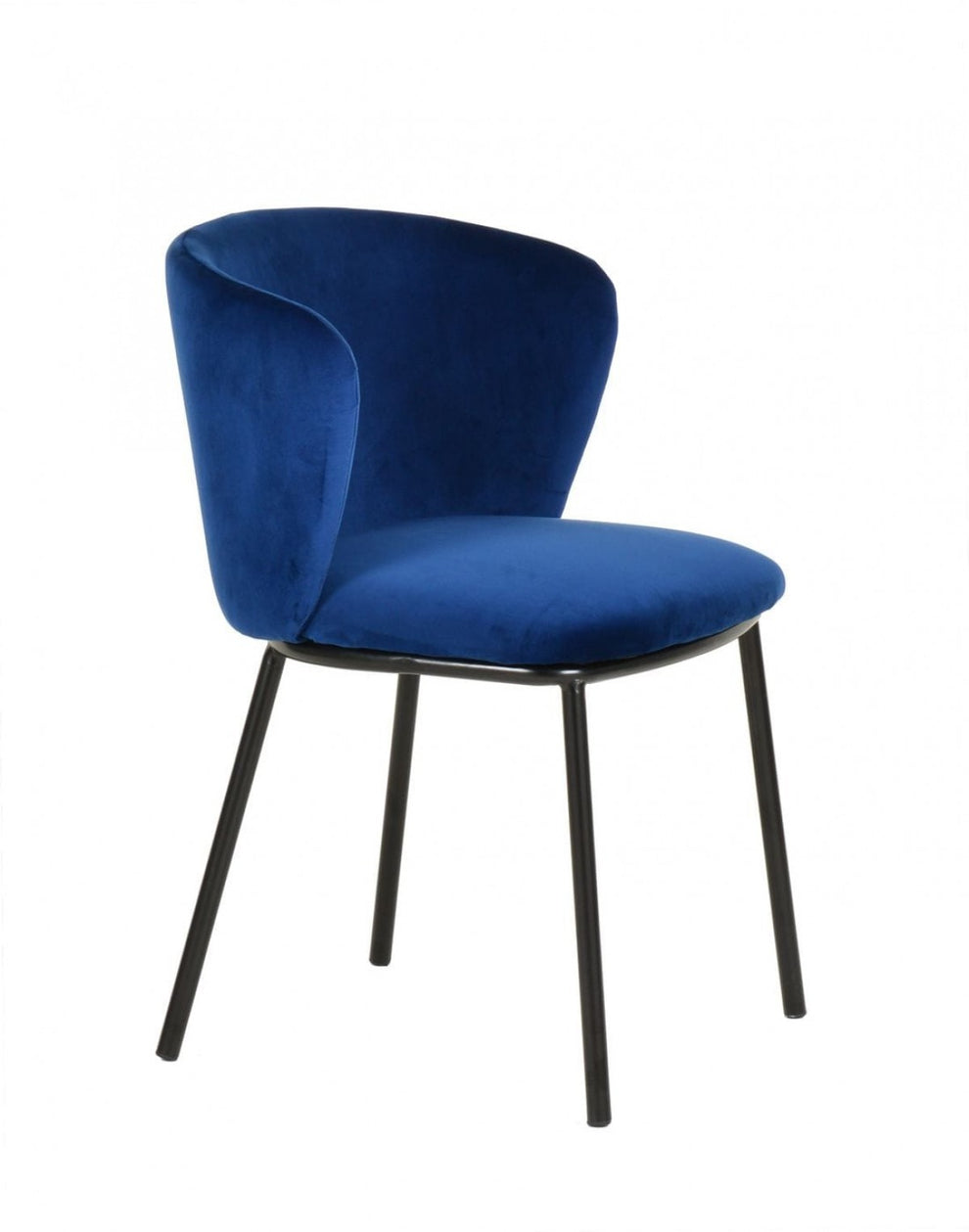 Set of Two Royal Blue Velvet and Black Modern Dining Chairss By Homeroots | Dining Chairs | Modishstore - 4