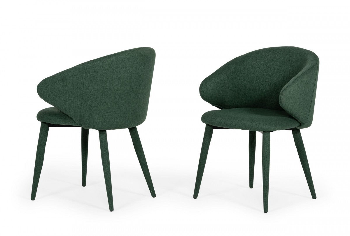 Set of Two Green Fabric Wrapped Dining Chairs By Homeroots | Dining Chairs | Modishstore