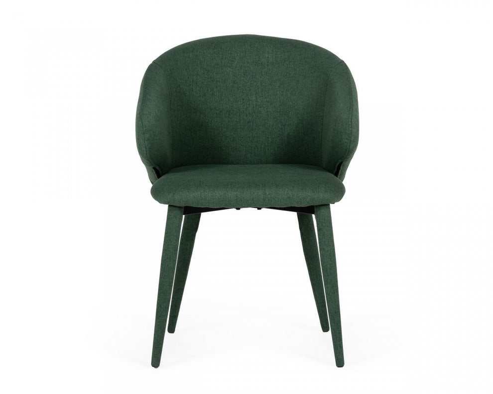Set of Two Green Fabric Wrapped Dining Chairs By Homeroots | Dining Chairs | Modishstore - 2