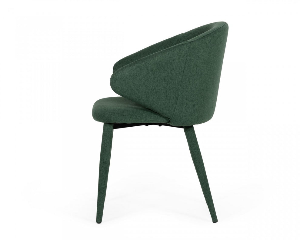 Set of Two Green Fabric Wrapped Dining Chairs By Homeroots | Dining Chairs | Modishstore - 3