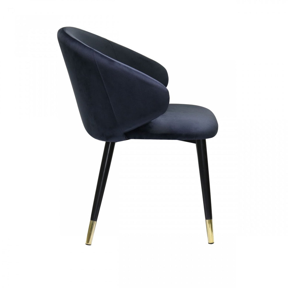 Set of Two Blue Velvet Dining Chairs By Homeroots | Dining Chairs | Modishstore - 3