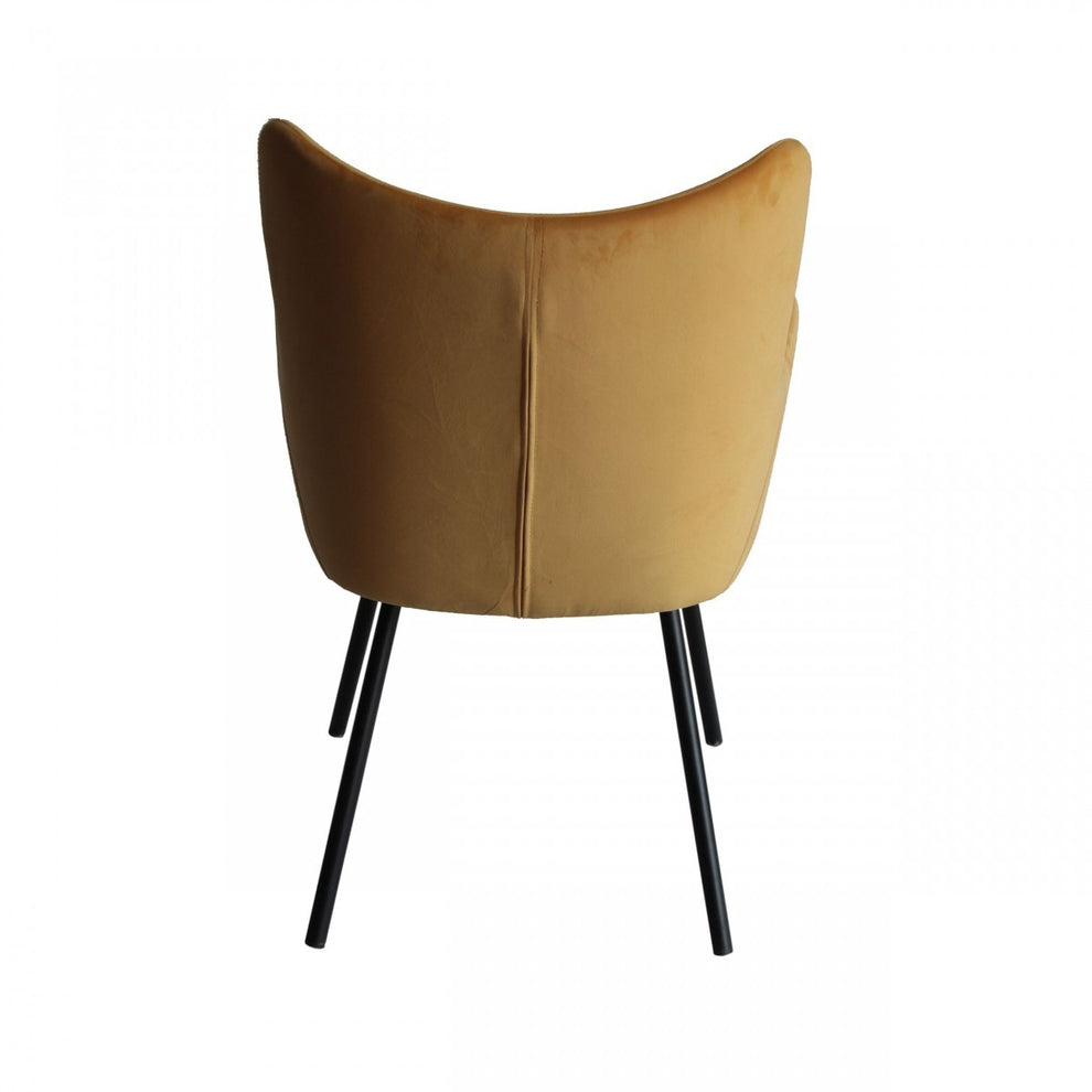 Yellow Curvy Velvet and Black Modern Dining Chair By Homeroots | Dining Chairs | Modishstore - 4