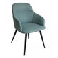 Teal and Black Linen Ergo Modern Dining Chair By Homeroots | Dining Chairs | Modishstore - 3