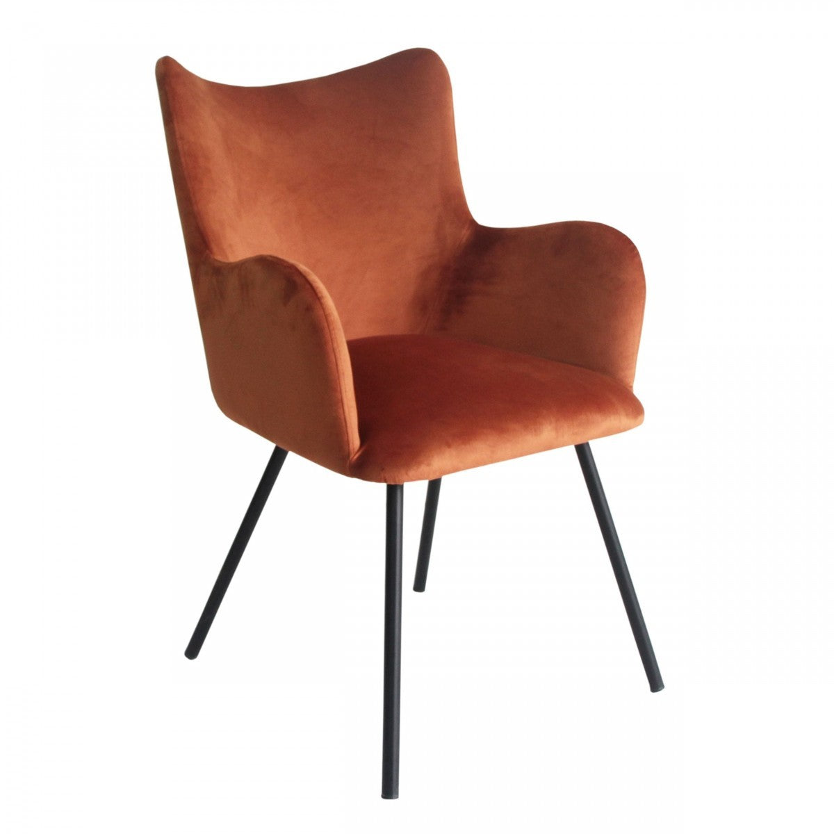 Rust Orange Curvy Velvet and Black Modern Dining Chair By Homeroots | Dining Chairs | Modishstore - 2