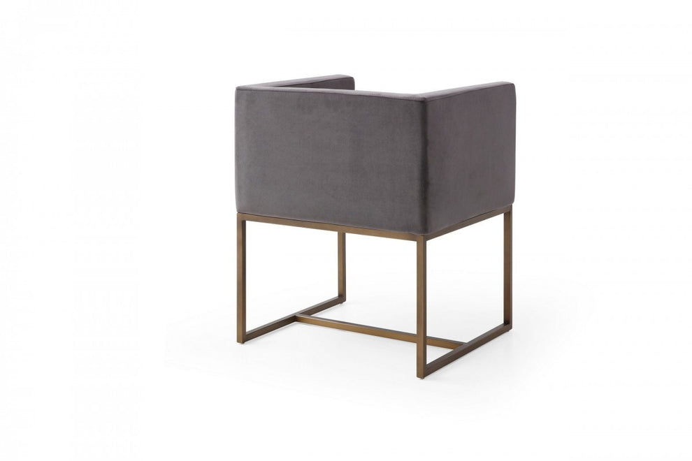 Dark Gray Velvet Antique Brass Dining Chair By Homeroots | Dining Chairs | Modishstore - 4