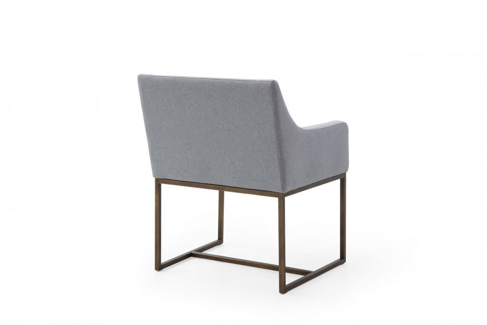 Gray Velvet Antique Brass Dining Chair By Homeroots | Dining Chairs | Modishstore - 3