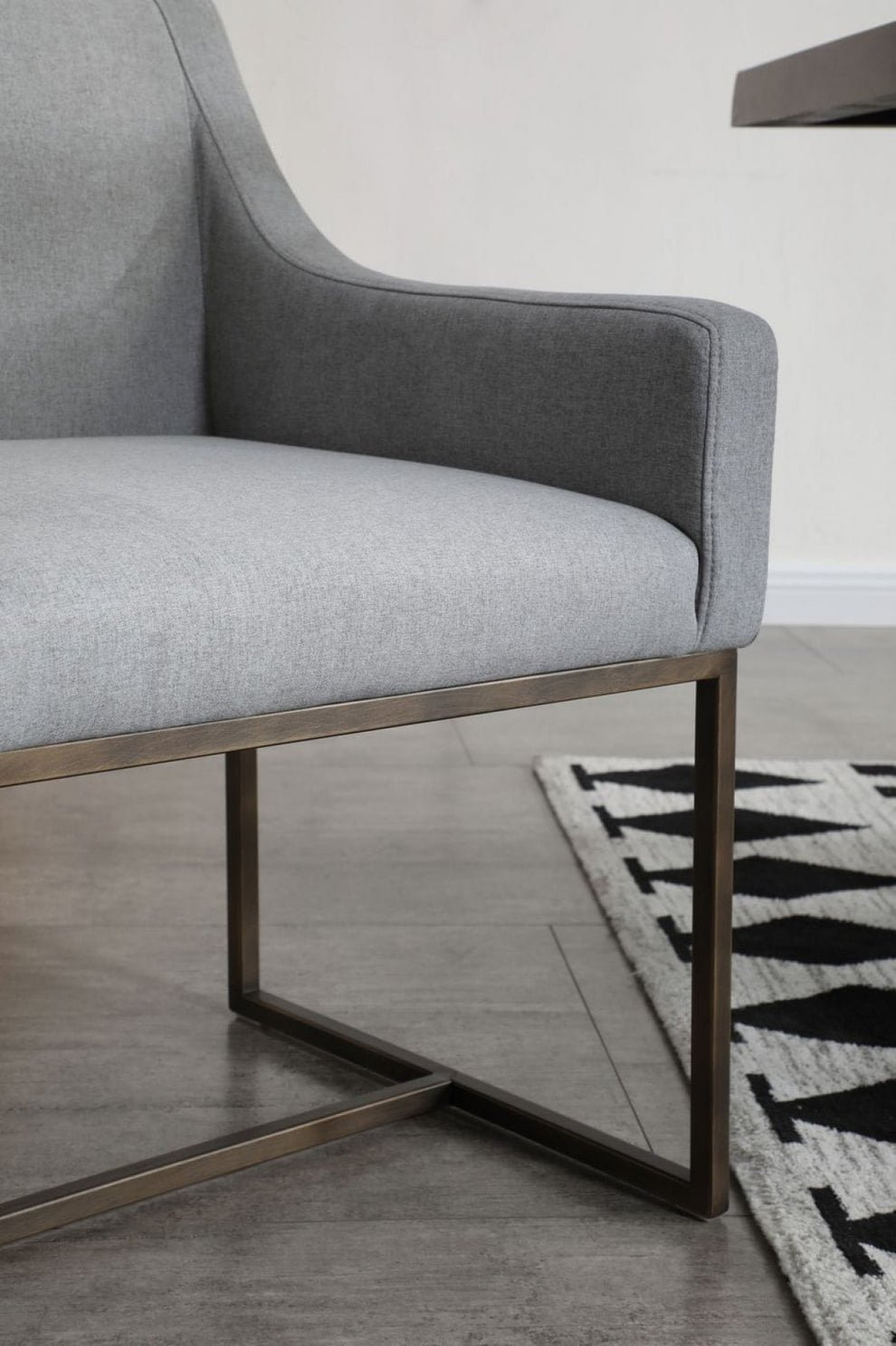 Gray Velvet Antique Brass Dining Chair By Homeroots | Dining Chairs | Modishstore - 5