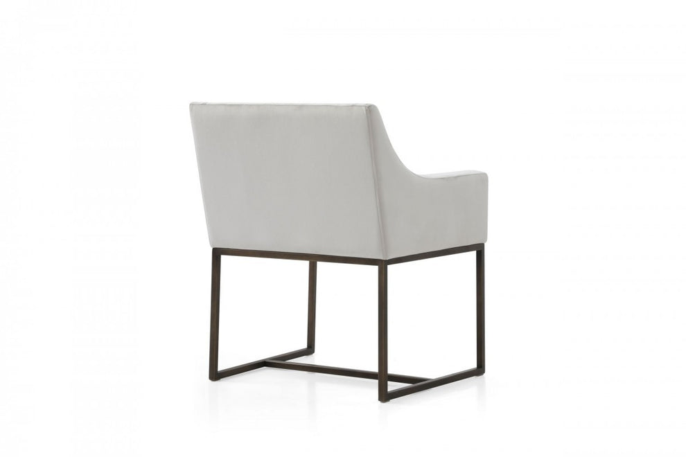 Gray Velvet Antique Brass Dining Chair By Homeroots | Dining Chairs | Modishstore - 18