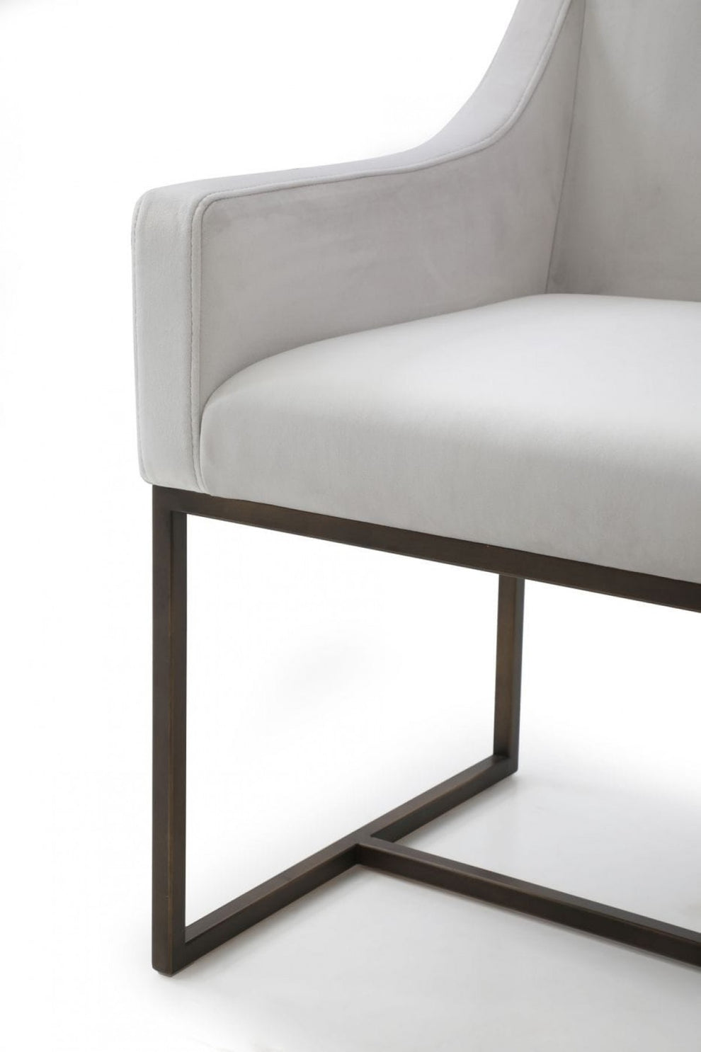 Gray Velvet Antique Brass Dining Chair By Homeroots | Dining Chairs | Modishstore - 19