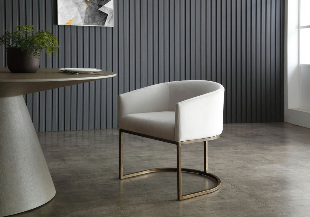White Velvet Brass Modern Dining Chair By Homeroots | Dining Chairs | Modishstore