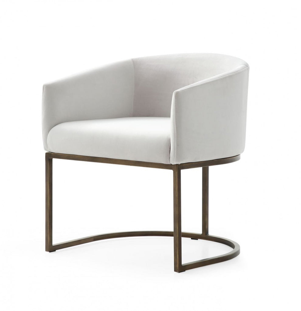 White Velvet Brass Modern Dining Chair By Homeroots | Dining Chairs | Modishstore - 2