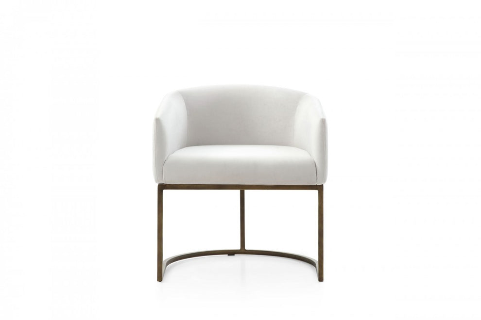 White Velvet Brass Modern Dining Chair By Homeroots | Dining Chairs | Modishstore - 3