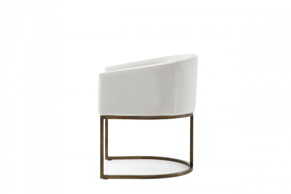 White Velvet Brass Modern Dining Chair By Homeroots | Dining Chairs | Modishstore - 4