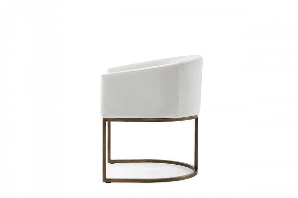 White Velvet Brass Modern Dining Chair By Homeroots | Dining Chairs | Modishstore - 4