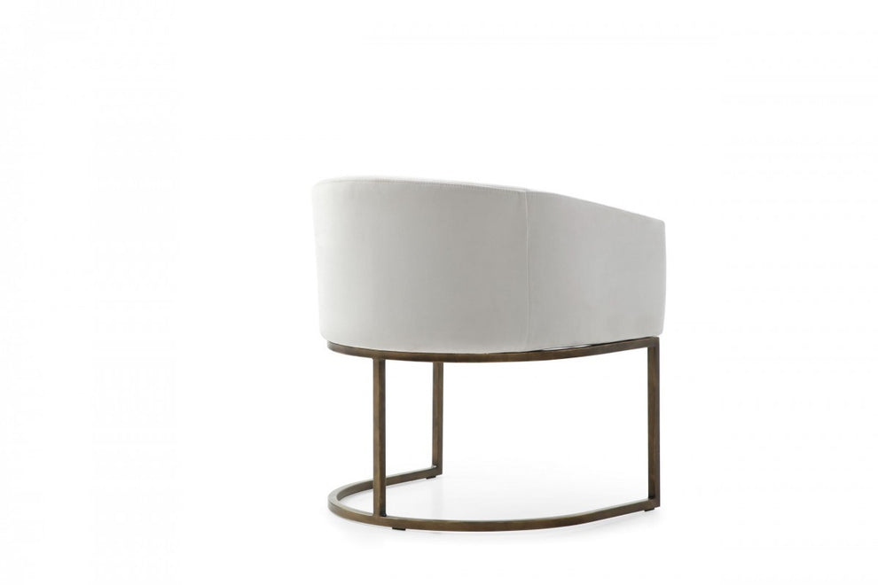 White Velvet Brass Modern Dining Chair By Homeroots | Dining Chairs | Modishstore - 5