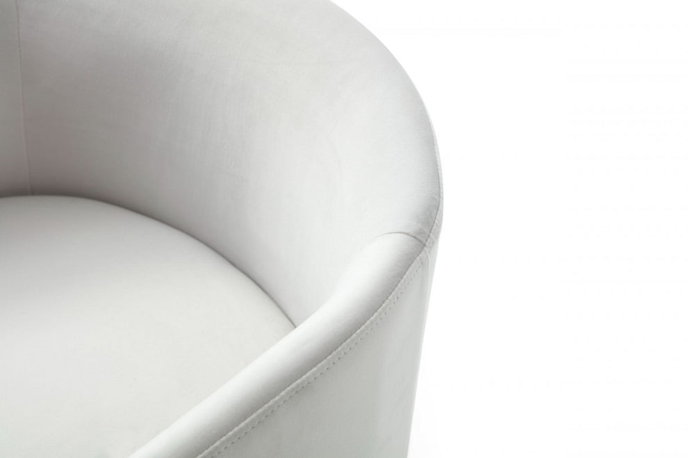 White Velvet Brass Modern Dining Chair By Homeroots | Dining Chairs | Modishstore - 7