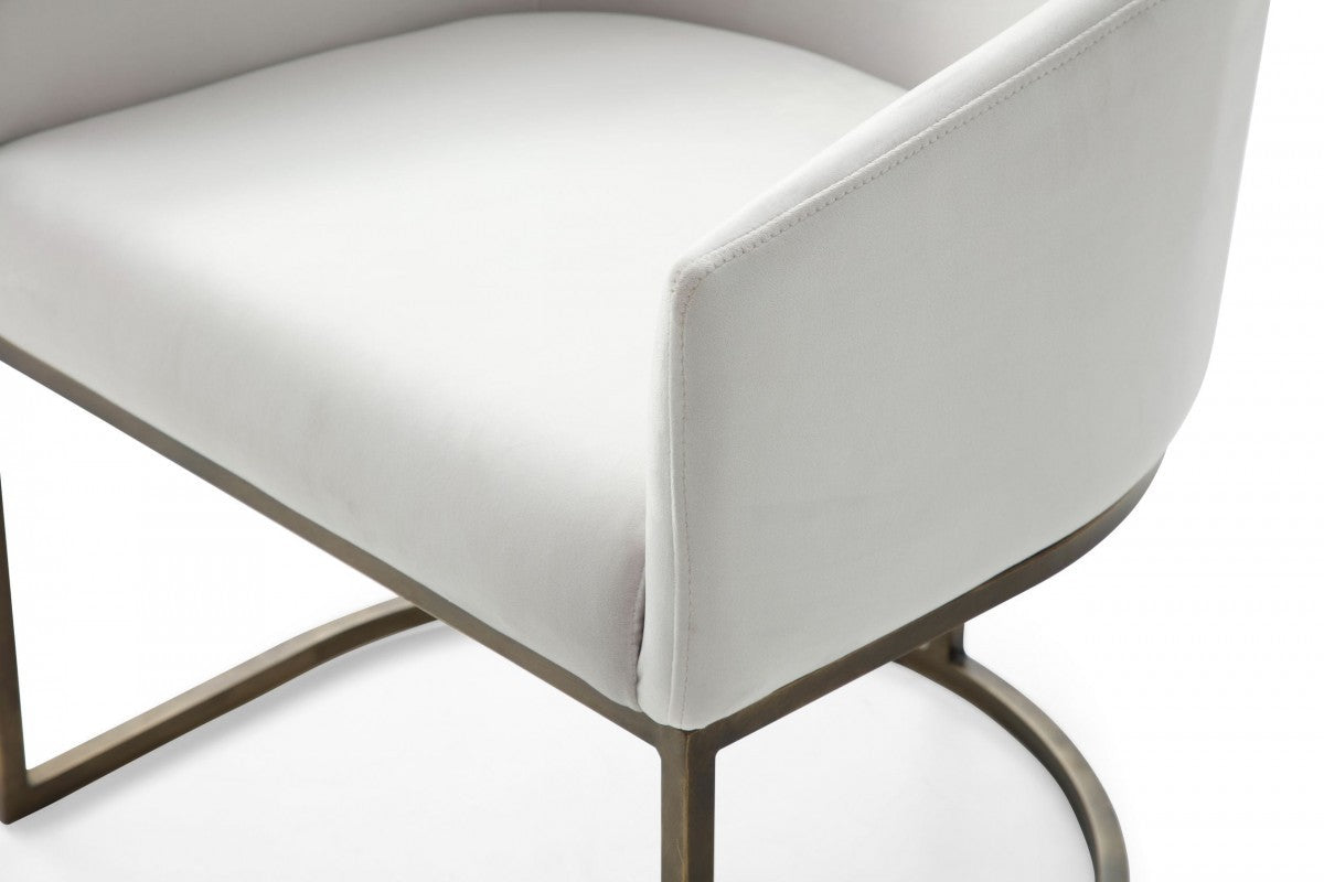 White Velvet Brass Modern Dining Chair By Homeroots | Dining Chairs | Modishstore - 8
