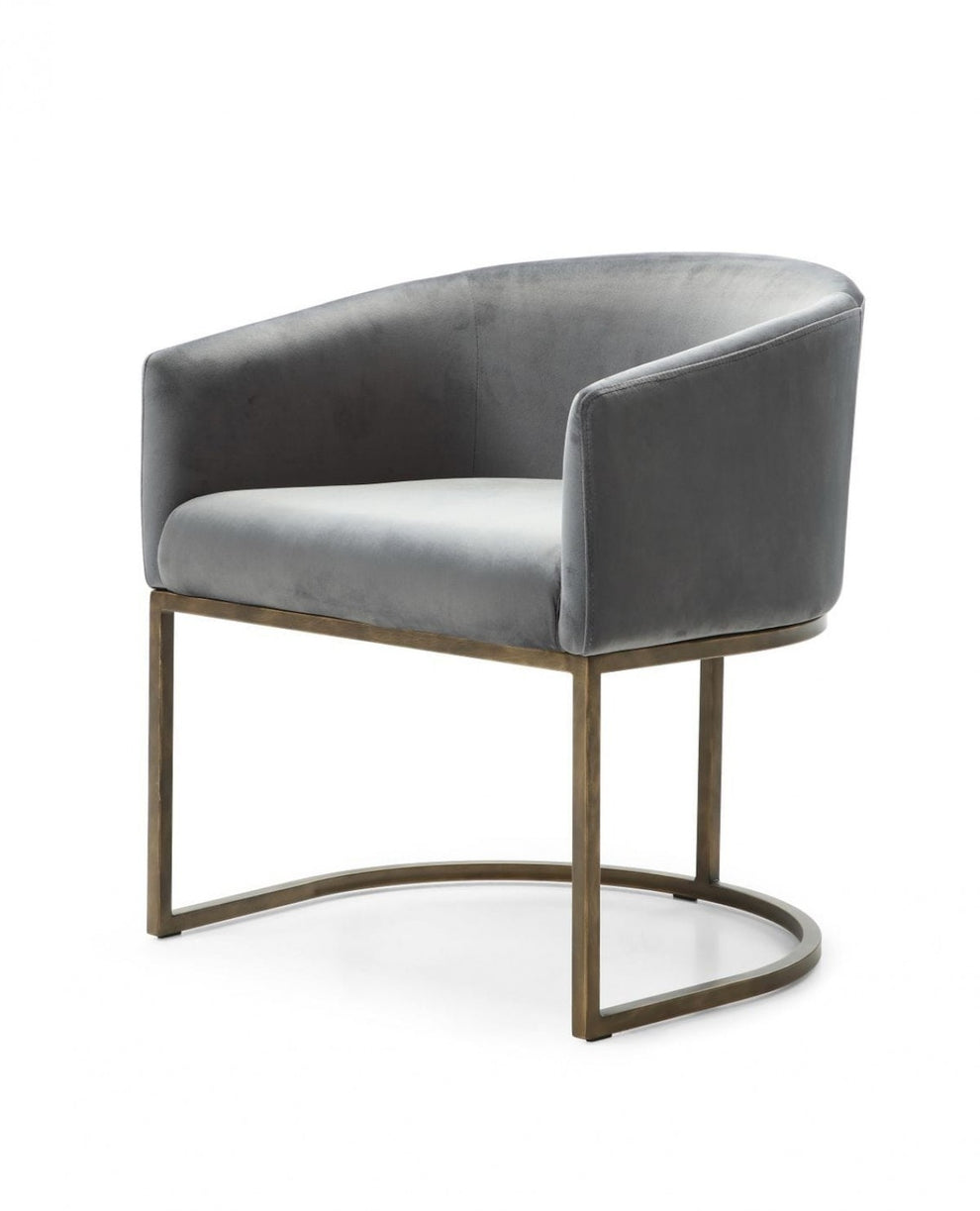 White Velvet Brass Modern Dining Chair By Homeroots | Dining Chairs | Modishstore - 10
