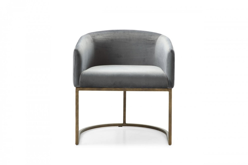 White Velvet Brass Modern Dining Chair By Homeroots | Dining Chairs | Modishstore - 11