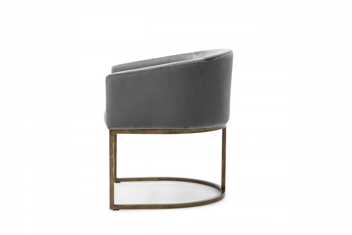 White Velvet Brass Modern Dining Chair By Homeroots | Dining Chairs | Modishstore - 12