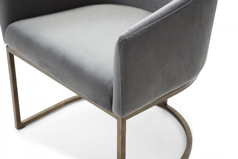 White Velvet Brass Modern Dining Chair By Homeroots | Dining Chairs | Modishstore - 14