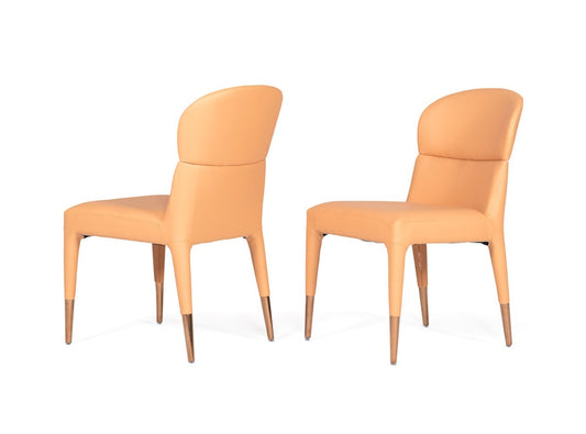 Set of Two Peach Rosegold Dining Chairs By Homeroots | Dining Chairs | Modishstore