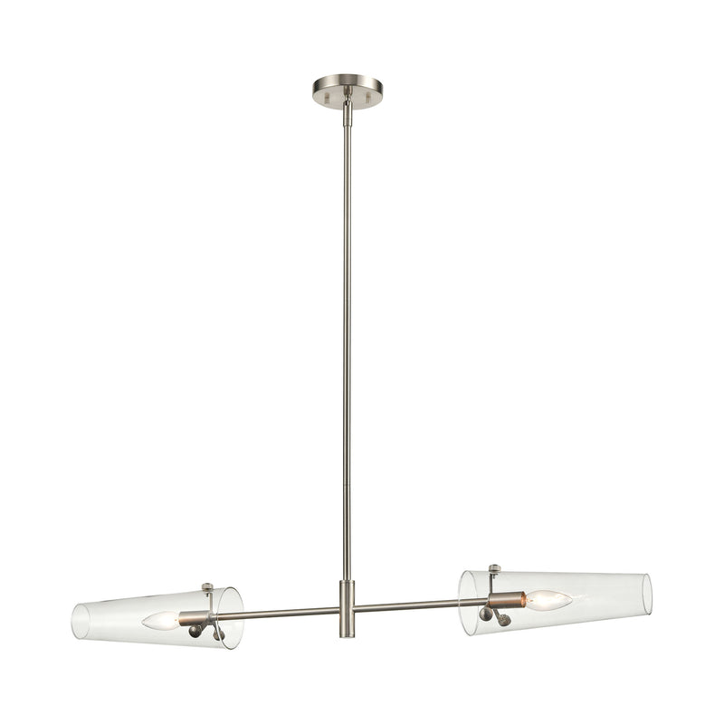 Valante 2-Light Island Light in Satin Nickel with Clear Glass by ELK Lighting | Modishstore | Pendant Lamps