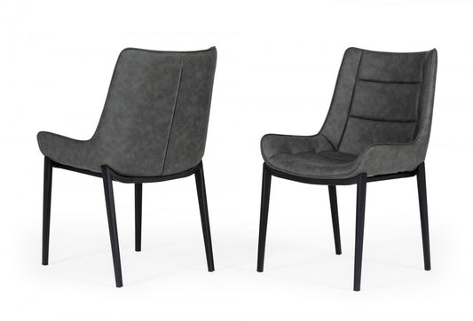 Set of Two Gray Faux Leather Dining Chairs By Homeroots - 472263 | Dining Chairs | Modishstore