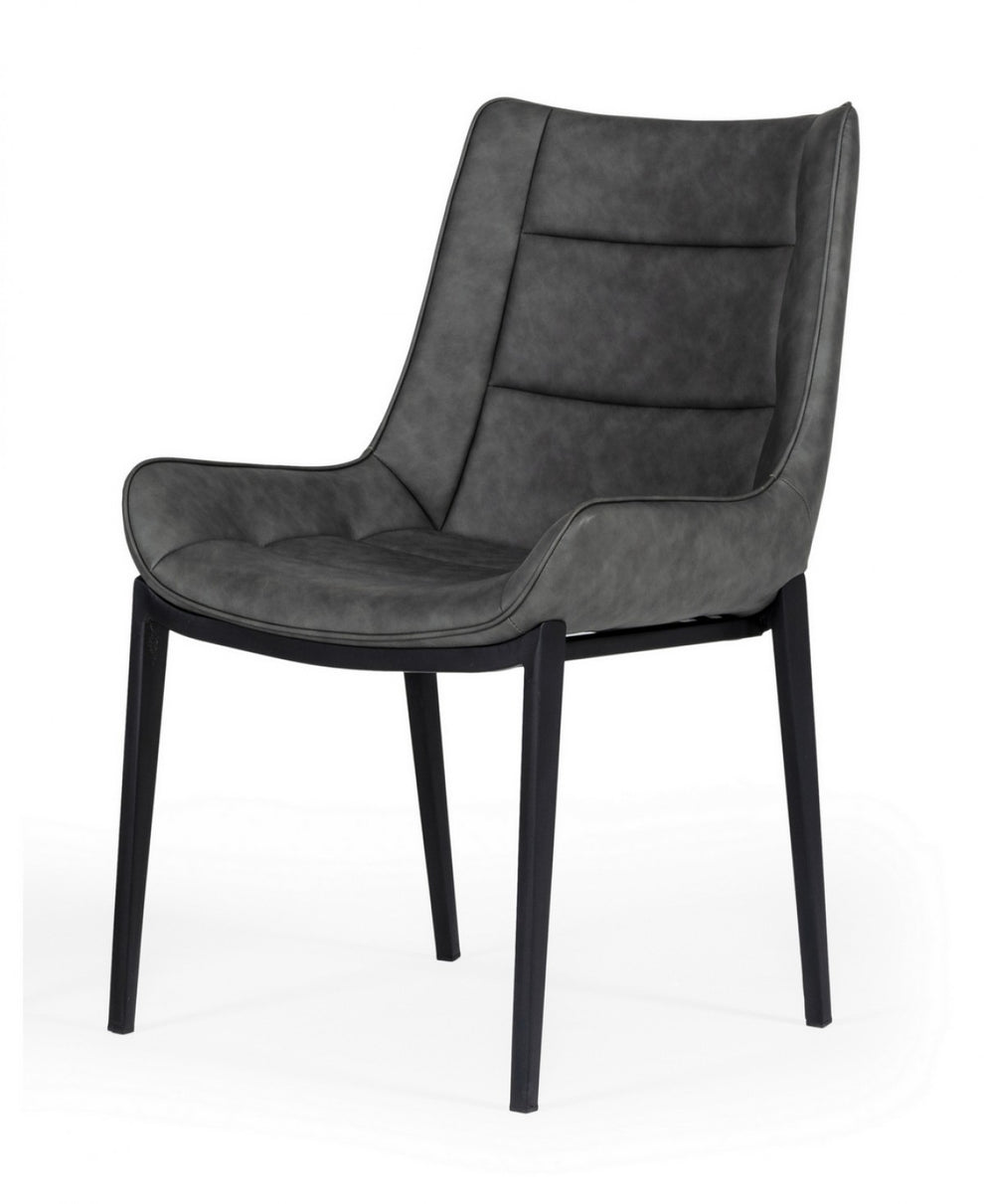 Set of Two Gray Faux Leather Dining Chairs By Homeroots - 472263 | Dining Chairs | Modishstore - 2