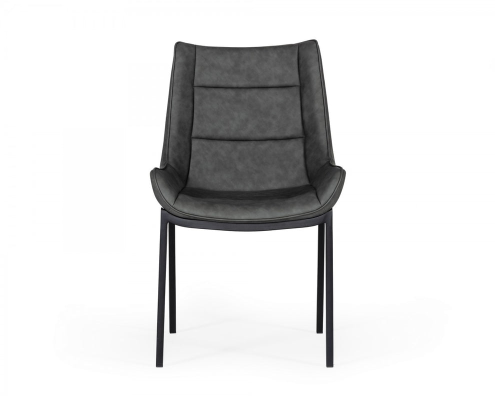 Set of Two Gray Faux Leather Dining Chairs By Homeroots - 472263 | Dining Chairs | Modishstore - 3