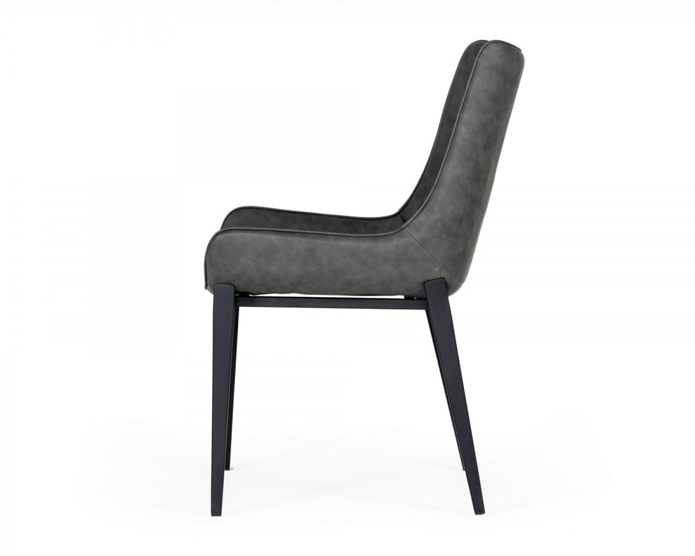 Set of Two Gray Faux Leather Dining Chairs By Homeroots - 472263 | Dining Chairs | Modishstore - 4