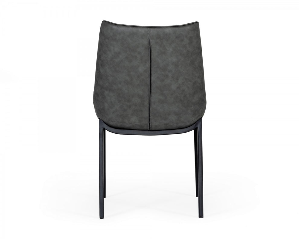Set of Two Gray Faux Leather Dining Chairs By Homeroots - 472263 | Dining Chairs | Modishstore - 5