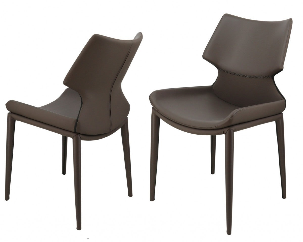Set of Two Gray Faux Leather Wrapped Dining Chairs By Homeroots | Dining Chairs | Modishstore