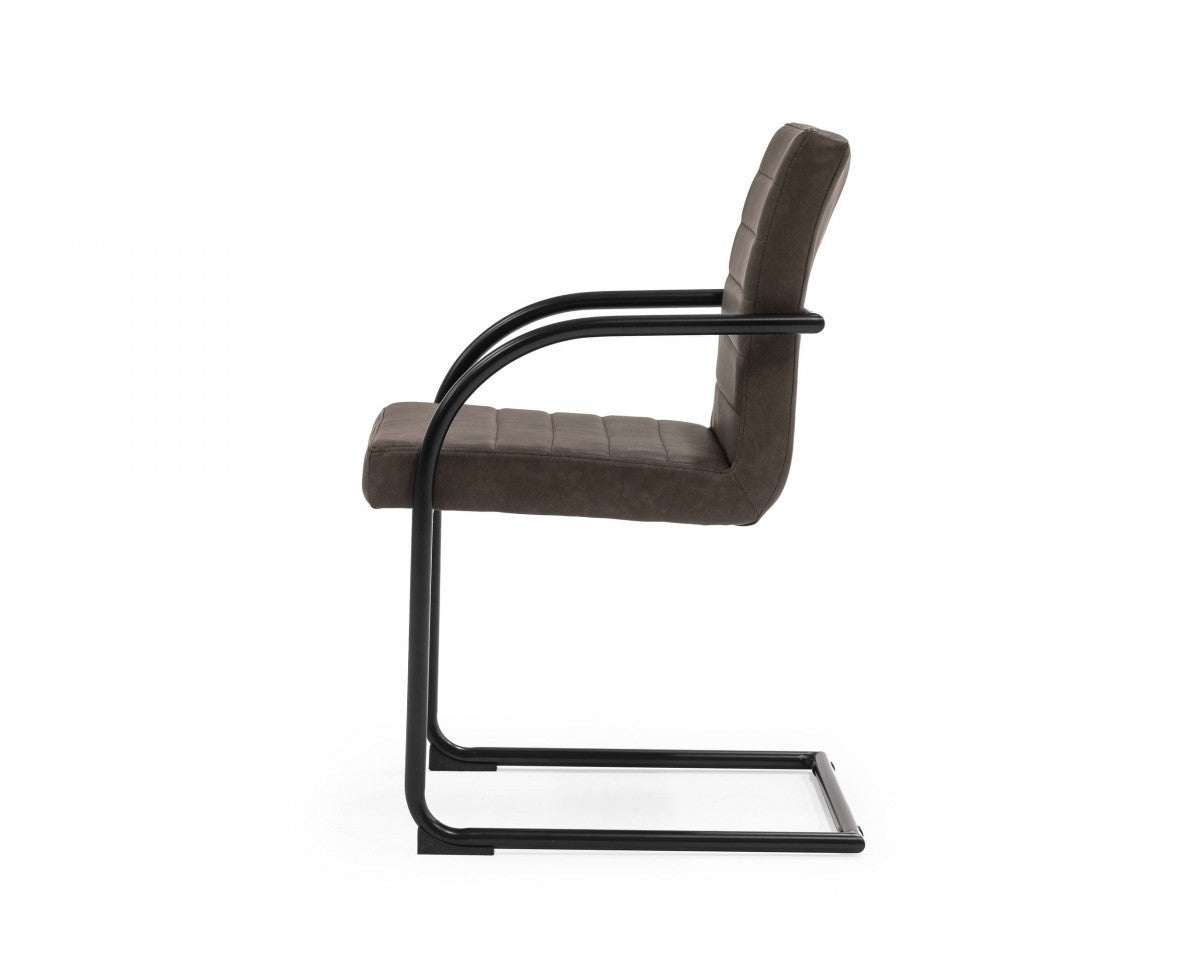 Set of Two Brown Faux Leather Industrial Dining Chairs By Homeroots | Dining Chairs | Modishstore - 3
