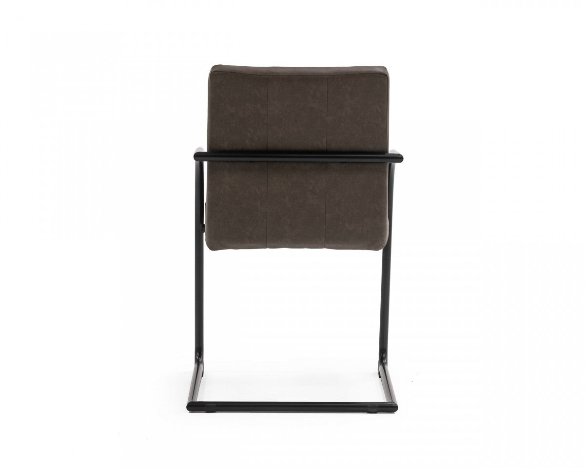 Set of Two Brown Faux Leather Industrial Dining Chairs By Homeroots | Dining Chairs | Modishstore - 4